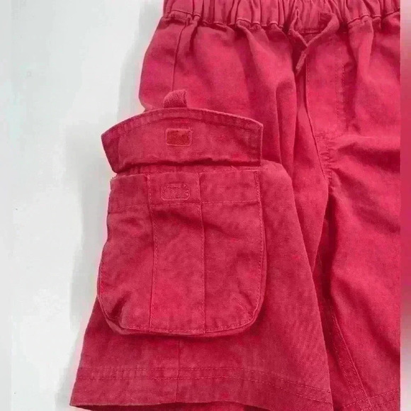 Hanna Andersson Size 110 Red Cargo Shorts Drawstring 100% Cotton Side Pocket - Picture 7 of 9